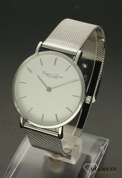 Zegarek damski biżuteryjny z dużą tarczą Bruno Calvani BC90516 SILVER.  Tarcza zegarka okrągła w kolorze srebrnym z wyraźnymi srebrnymi indeksami, wskazówki w kolorze srebrnym. Dodatkowym atutem zegarka jest wyraźne logo (4).jpg